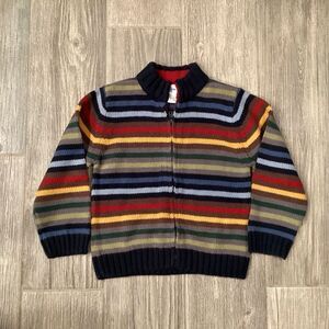Gymboree Firehouse Hounds Size 5 Multi-Colored Stripe Zip Cardigan Sweater